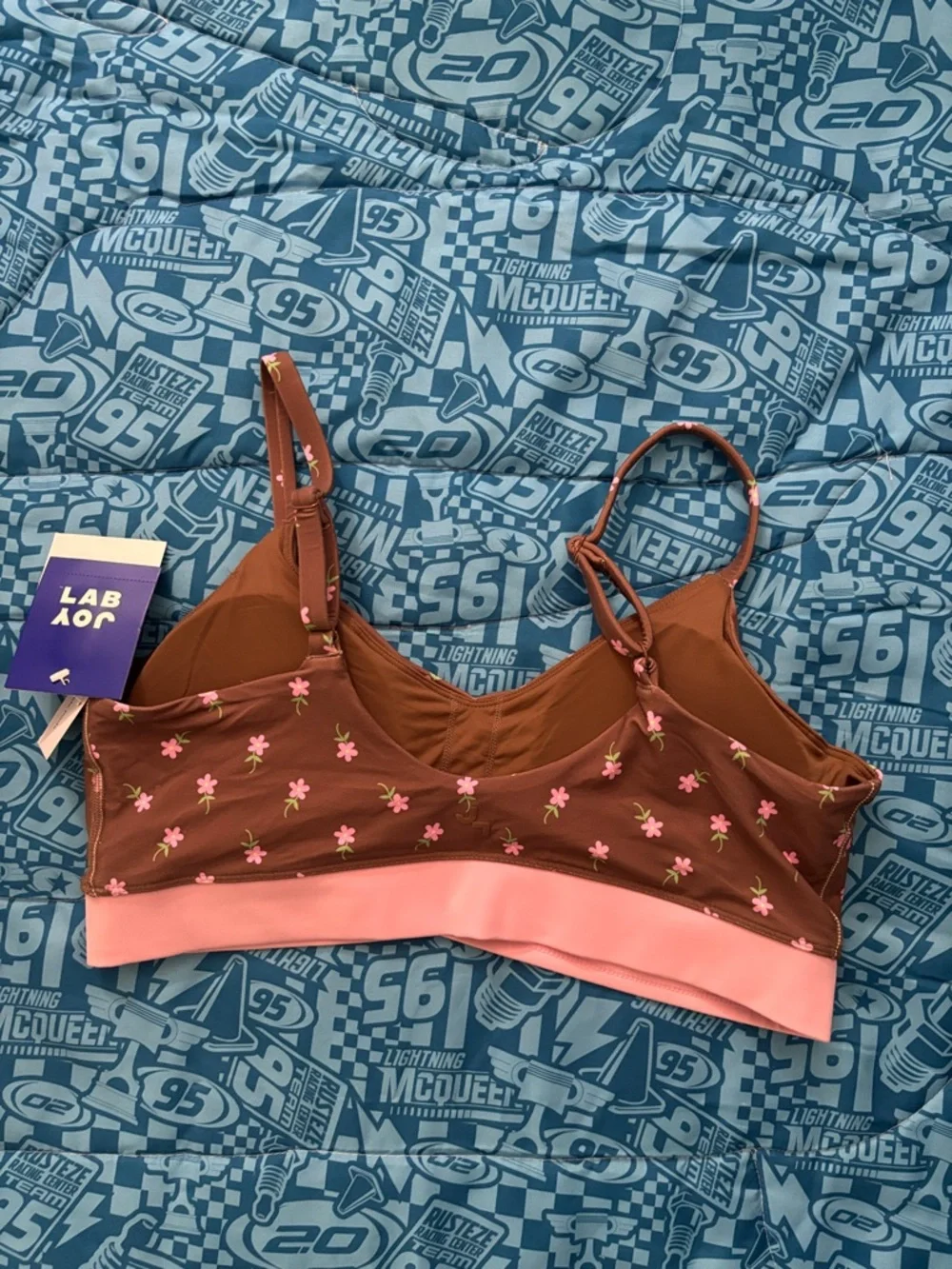 Target Brown Floral Bralette with Pink Band - Picture 2 of 3